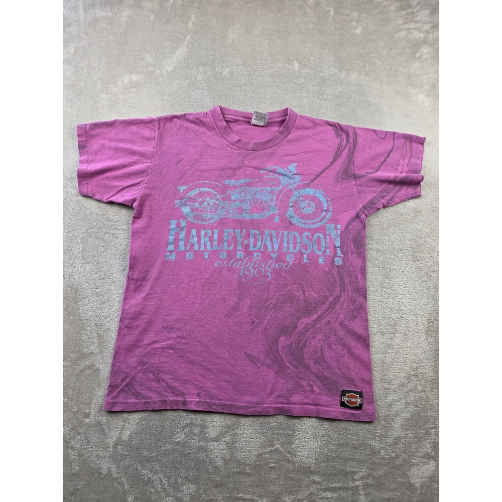 Vintage Harley Davidson T-Shirt Mens L Fit M Purple 1991 Holoubek Graphic *Read